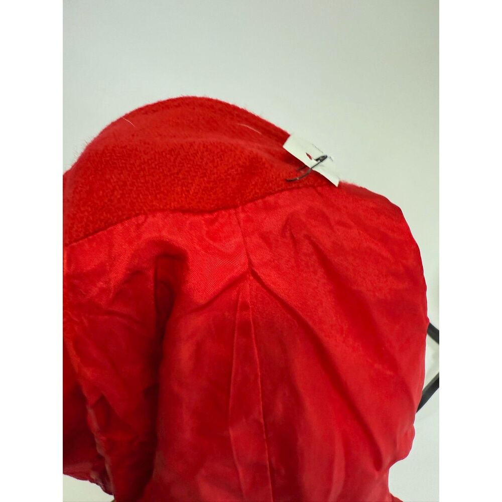 vintage red wool mandarin collar blazer w/ silver buttons - Picture 8 of 10